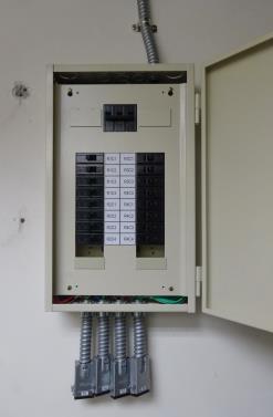 As 1 route supports 4 circuits, there are 16 breakers installed in the electrical box.