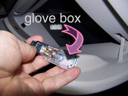 Glove Box and Trunk LED Installation Glove Box - Step 1 Use the trim removal tool to pry the