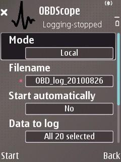 OBDScope User's Guide 22 7 Data logging Data logging is for creating CSV formatted files from the data available from the vehicle. Files can be viewed with any text editor or spreadsheet application.