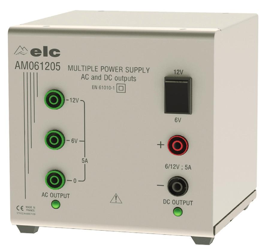 MULTIPLE POWER SUPPLY EAN CODE : 3760244880109 DOUBLE AC/DC AM061205 COMPLETE : DC and AC voltages available simultaneously. PRACTICAL : No common reference. - AC and DC power-on indicators.