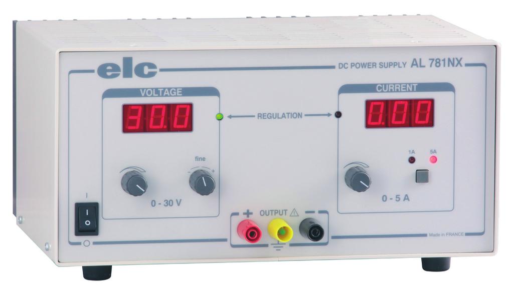 ADJUSTABLE POWER SUPPLY EAN CODE : 3760244880017 SIMPLE AL 781NX PRACTICAL : Digital display of voltage and current. PRECISE : Coarse and fine voltage adjustment.