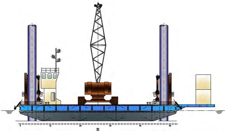 COT.MCP.020 : 106.62 Ft. : 65.61 Ft. : 9.02 Ft. DRAFT : 5.74 Ft. This Jack-up barge was designed successfully for Inland Water Marine Construction operation for carnage and excavation alternatively.