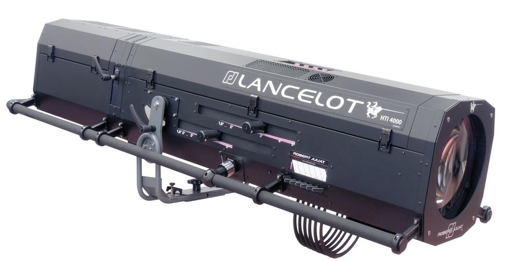 f Lancelot - 1021TM Grand - 4000 W HTI Type: Followspot Source: 4000 W HTI PSU: Electronic - hot restrike Optics: 2 to 5 zoom Followspot The shining knight of followspots!