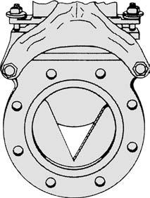 6.23 Valve Types: Sliding Gate Valves 1355 FIG. 6.23f Sliding gate valve with V-insert. FIG. 6.23d The design of a slab-type sliding gate valve.