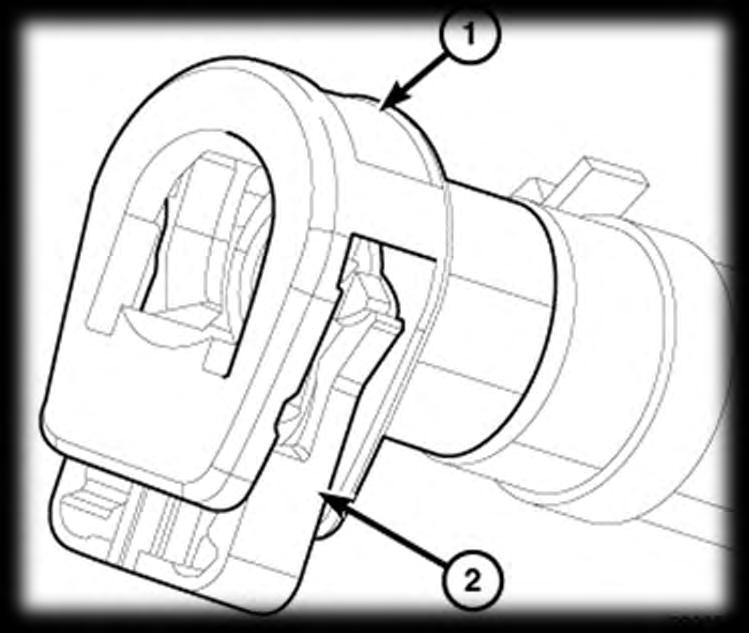 This type of quick-connect fitting is equipped with a redundant latch (2) and a single push button (1) that releases two internal latches located in the quick-connect fitting.