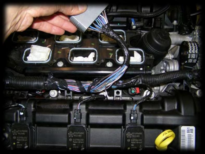 Disconnect the grey engine wiring harness connector.