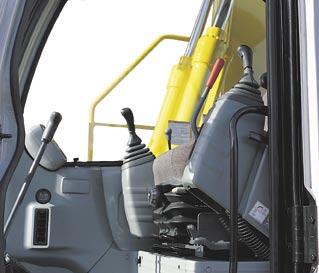 A Redesigned Cab Improved visibility all around the machine Front window slides open, up and out of the way.