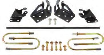 These kits include a custom narrowed axle bracket, to match the narrowed leaf spring perfectly.