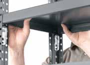 Easy to assemble with nuts and bolts only on the top and bottom shelves. Adjustable compression clips secure shelves. Closed base keeps debris and small parts from slipping underneath.