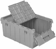 Totes, Containers & Pallets Attached Lid Containers Cont. Dual-purpose attached lid opens out for full access to container when loading.