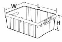 Reinforcing ribs on lid add strength for stacking Nesting stops prevent container jamming Top quarter-half lids fold back for greater product access through top of the container Hinged front gate