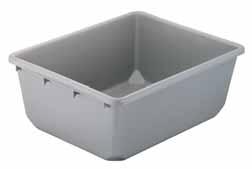 Molded-in handles for easy lifting Extra-thick walls and reinforcing ribs provide superior strength H B W A L Cross-Stack Akro-Tub Outside Dimensions Model Inches mm Capacity Ctn. No.