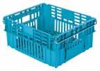 24" x 20" footprint cubes standard food industry pallets. Suitable for in-store display use. Compatible with most automated systems. Colors: Blue, Beige.