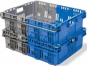 Reinforced corner ribs provide strength for secure stacking Open weave bottom and open sides maximize ventilation for efficient cooling Trays stack and cross nest for space efficiency Lengthwise
