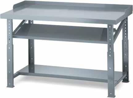 Carts & Transport Systems Heavy-Duty Work Benches Heavy-duty, steel frame workbench. Steel or premium hardwood work surface. 34 fixed or adjustable work heights. Bench sizes: 30" x 60", 30" x 72".