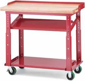 Carts & Transport Systems Mobile Work Tables Heavy-Duty Work Table Industrial-grade mobile workstation with a welded-steel frame and steel-reinforced premium oak top ships fully assembled.
