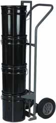 Cross straps and straight vertical strap strengthen frame Welded steel pipe frame with 3 8" wall thickness Heavy-gauge steel nose plate Heavy-duty casters D shaped nonrotating axle in two position