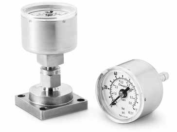 Modular Platform Components () 17 Pressure Gauges, M Model 1.57 (39.9) 40 mm (1 1/2 in.) dial size Miniature size allows placement in compact spaces.