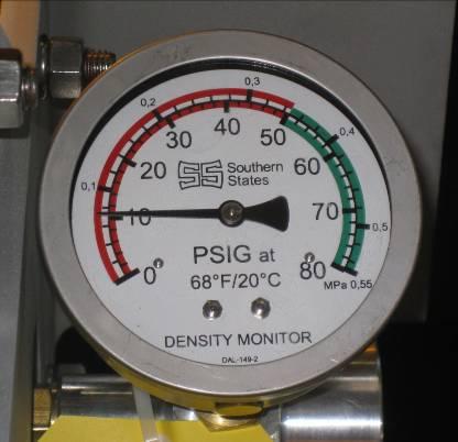 A visual inspection of the pressure gauge can also identify your interrupter. Interrupters with a black pressure gauge (See Figure 4.) are the oldest and have the most problems.
