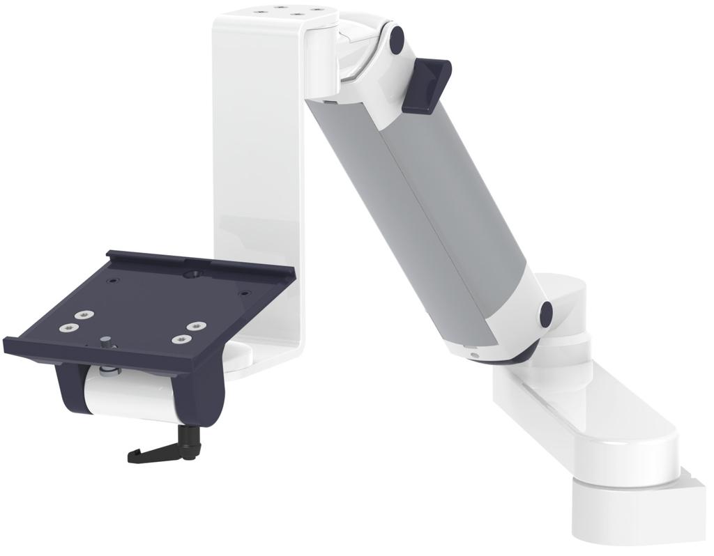 HIGH-POSITION HEIGHT ADJUSTABLE ARTICULATING ARM Product Features Monitor adaptation: Height adjustment: Material: Surface: Standard colours of the plastic parts: