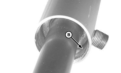 Install filler ring (B), supplied with cylinder seal kit, into barrel snap ring groove in the direction shown to prevent snap ring from engaging in barrel snap ring