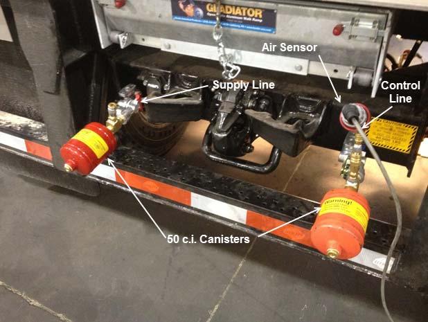 Brake Timing Test CERTIFIER 912 2. Connect a 50c.i. canister to the supply line (Emergency) at the rear of the trailer. Note: Assure glad hand valve is in the open position. 3.