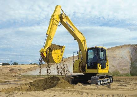 HYDRAULIC EXCAVATOR PC138US-8 0 Large Digging Force The PC138US-8 has a large bucket digging force and arm crowd force, that facilitates digging hard rock-bed.