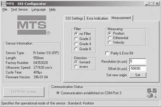 measurement only SSI (Synchronous Serial Interface) The sensors fulfill all requirements of the SSI standard for absolute encoders.
