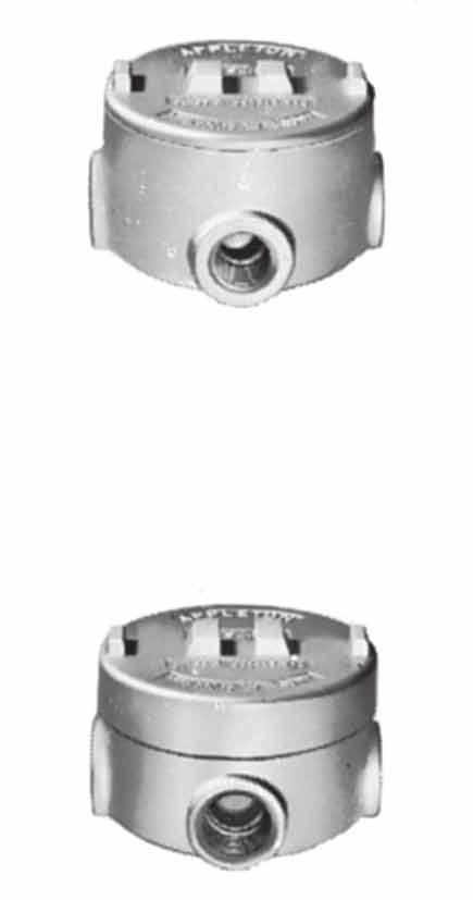 -12 Class I, Div. 1 and 2 Groups C,D Class II, Div. 1 and 2 Groups E,F,G Class III GRU and GRUE Universal Conduit Outlet Boxes: UNILETS for use with Threaded Metal Conduit.