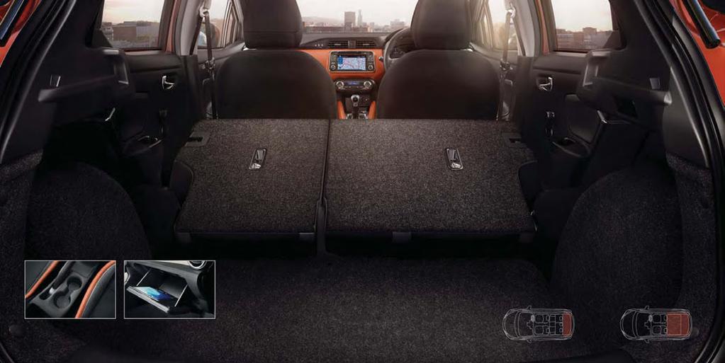 SPACE THAT BENDS TO YOUR IDEAS. The capacity of the All New Micra is surprising. Fold down the rear seats to take any extra bags or bulky objects on board.