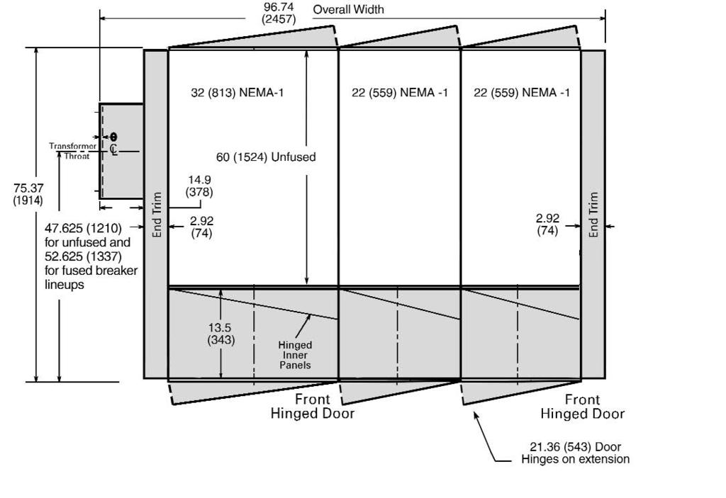 Dimensional Information Outdoor Non-Walk-in Floor Plan 3 1 2 1 60" is representative for a 60" deep switchgear internal structure.
