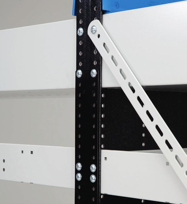 The hardware at ALL 4 mounting locations MUST go through the Shelf Staxx Stability Bracket, shelf staxx side panel AND