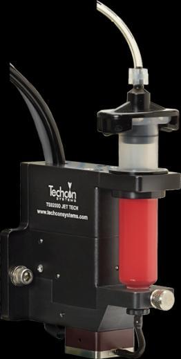 Non-Contact Jet Valves for all viscosity fluids The TS9200D Jet Tech Valve is a non-contact dispense valve capable of jetting fluid viscosities up to 400,000 Cps.