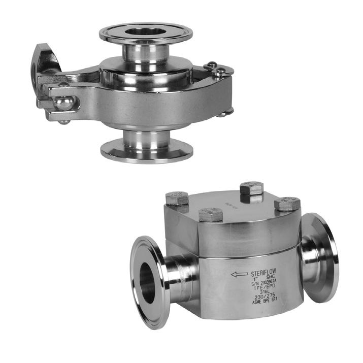SVC/SHC Series Sanitary Check Valves NEW - SVC for vertical down process outflow and drain installations The patented SVC/SHC Series are vertical and horizontal check valves designed specifically for