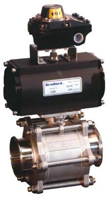 Ball Valves Bradford automated ½" encapsulated -way ball valve buttweld ends spring return actuator and NEMA 7 (explosion proof) SPDT