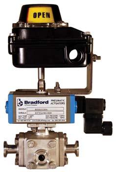 Ball Valves Bradford automated " -way stainless steel 'L'-port industrial ball valve with 0 volt AC NEMA /x electric
