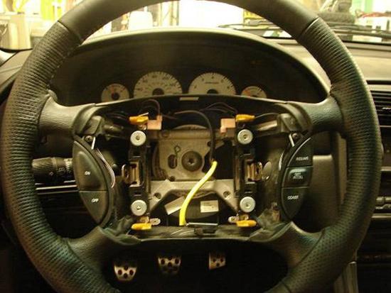 Install the New FR500 Steering Wheel 13. Slide the FR500 over the steering wheel shaft. Do NOT pound, hit, or hammer it on! 14. Put the T50 steering wheel bolt back in and torque to 28 foot pounds.