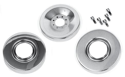 95 CHROME-PLATED BACKING PLATE AND BRAKE DRUMS 206 Mechanical brake drum backing plate for rigid models thru 1957 (OEM 41650-37) $164.