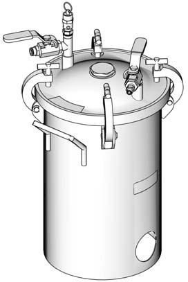 Solvent Flush ASME and CE-Approved Pressure Pot The pressure pot works by using the incoming air pressure to expel the solvent in the pot out of the fluid outlet.