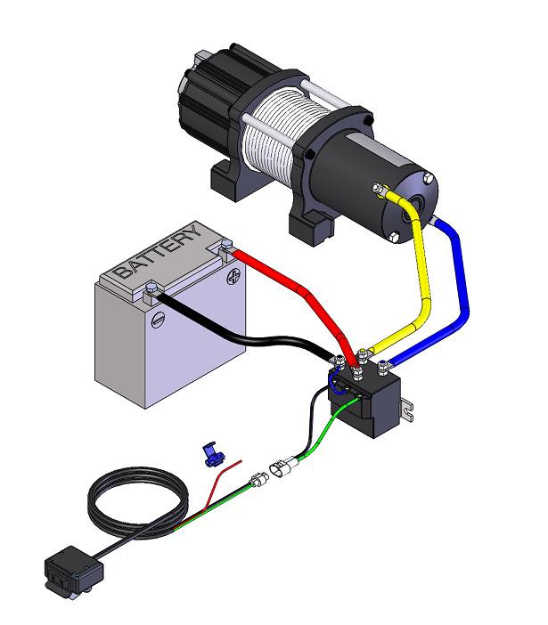 WINCH WIRING DIAGRAM Attach to positive (+) battery terminal Attach to blue terminals Attach to yellow terminals Attach to negative () battery terminal Connect to