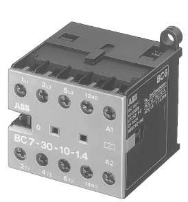 Interface contactors Mini contactors for connection to PLCs Ordering details BC7-30-10-1.4 ABB 89 0844/1R Interface contactors BC6 Auxiliary switch blocks cannot be fitted later on!