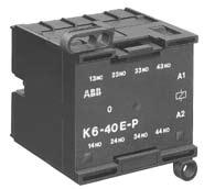 Mini contactor relays, interface contactor relays / mini contactor relays for connection to PLCs Ordering details KC6-40 E-P SST 166 91 R Type Order code Auxiliary AC15 Price Pack- Weight See Page 3