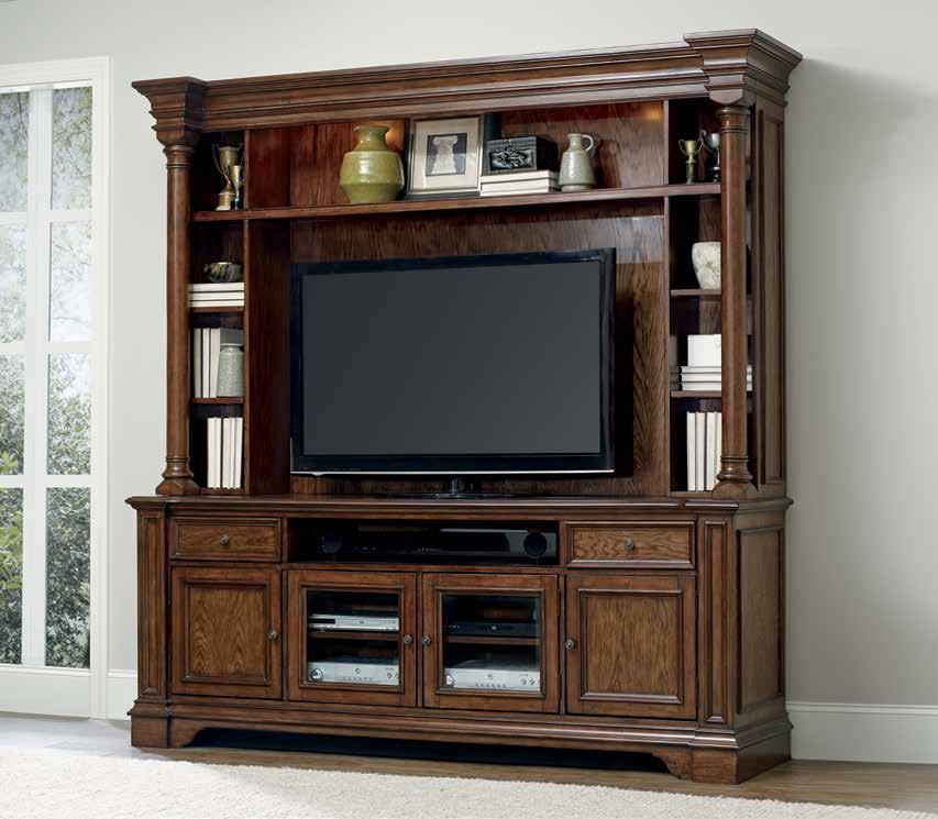 SOUTH PARK Hardwood Solids, Maple Veneers 5078-55486 Entertainment Console Four drawers with removable CD/DVD dividers; two wood-framed beveled glass doors with two adjustable shelves behind each