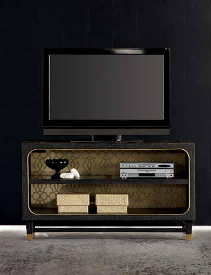 1/8D 54W x 20D x 32H (137 x 51 x 81 cm) KENDRICK Rubberwood Solids and Oak Veneers 1060-55458 Entertainment Console Center channel speaker area, two drawers with removable CD/DVD dividers, two doors