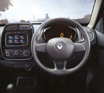 The Renault Kwid's interior carries forward the same bold styling as the outside.