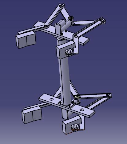 The gripping mechanism consists of two angular links, two arms, two straight links and a linear actuator as shown in the figure.