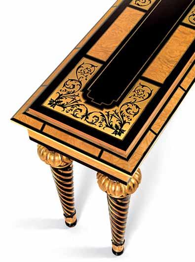 57 tavolo con intarsi in radica,oro,nero,ottone table with inlays burl,