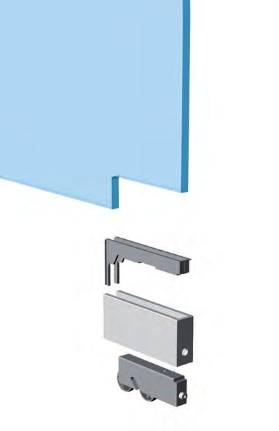 Sliding system version with double (-36mm) lenght lower rail, with 2 lower