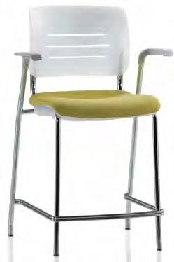 Polypropylene seat and backrest with dimpled texture Optional field replaceable, upholstered seat and back pads; pad seat only or both seat and back Armless or with