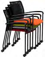 Breathable mesh back conforms to your back Steel frame with black powdercoat paint Steel reinforced poly arm rests Stackable and easy to move